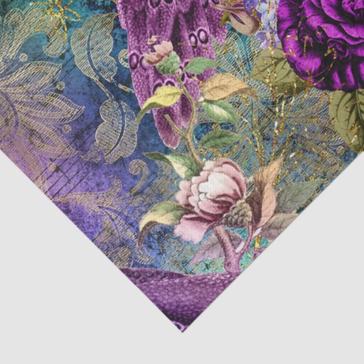 花が切り離される紫の冠のついた孔雀 薄葉紙 (詳細)