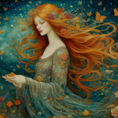 花が切り離される赤毛の少女 薄葉紙