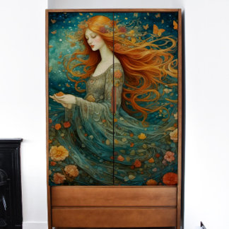 花が切り離される赤毛の少女 薄葉紙