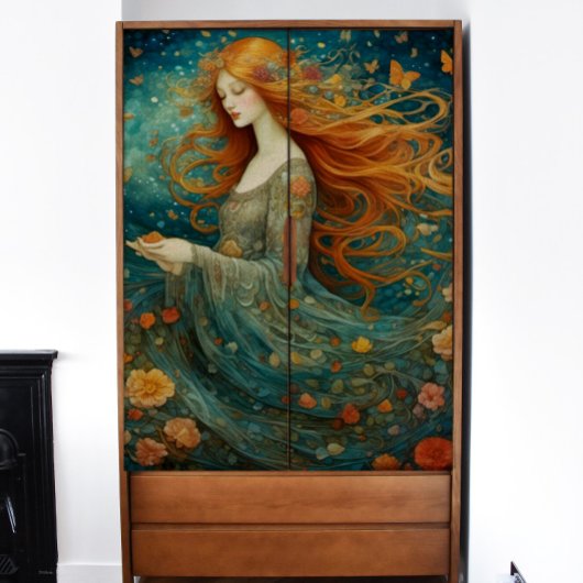 花が切り離される赤毛の少女 薄葉紙