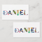 花が刺繍されたダニエル・ナメ・アート 名刺 (正面/裏面)