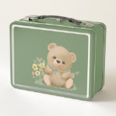 花が可愛いテディベア メタルランチボックス (裏面)