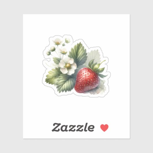 花が咲いたビニカスタムルステッカー付いちご シール (シート)