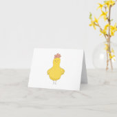 花が咲いた漫画のイースターチキン空白の カード (黄色い花)