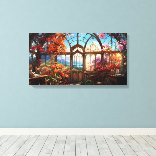 花が咲き乱れた夢のような展望台 キャンバスプリント (インサイチュ (ウッドフロア))