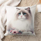 花が咲き乱れた美しいラグドール クッション (ブランケット)