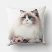 花が咲き乱れた美しいラグドール クッション (裏面)