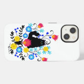 花が咲き乱れた黒猫 iPhoneケース (裏面横)