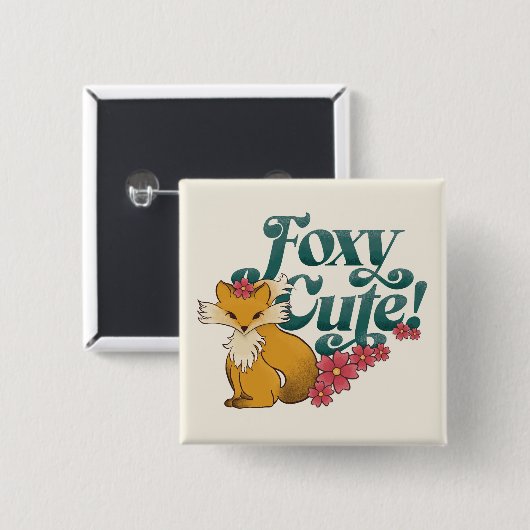 花が咲き乱れるかわいいfoxy 缶バッジ (正面&裏面)