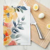 花が咲き乱れるエレガントな水彩画 キッチンタオル (四つ折り)