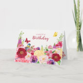 花が咲き鳥が蝶が舞う カード (正面)