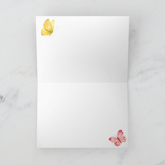 花が咲き 鳥と蝶 カード (内部)