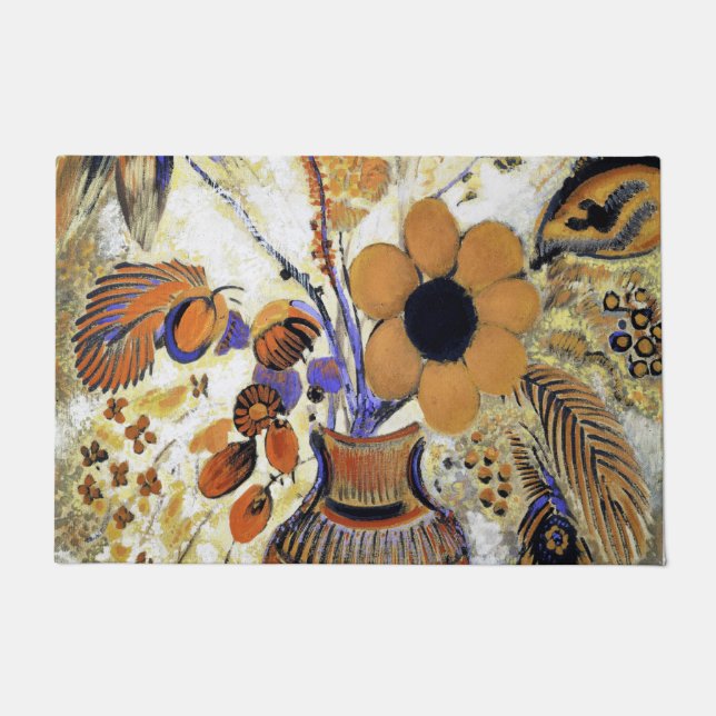 花が咲くエトルリア花器 ドアマット (正面)