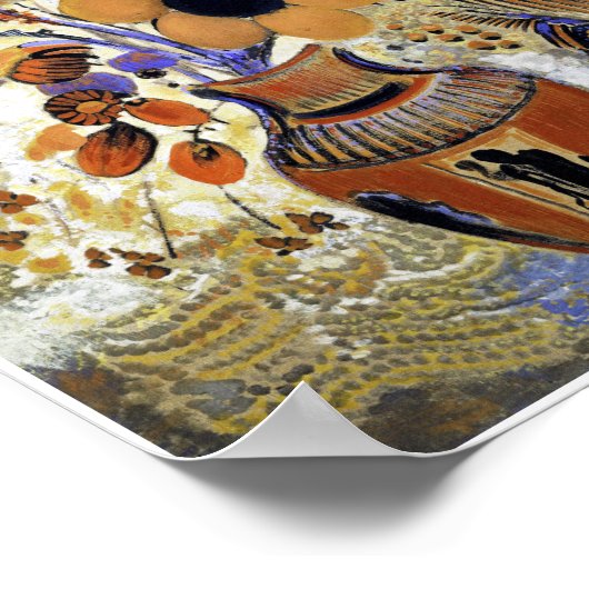 花が咲くエトルリア花器 ポスター (角)