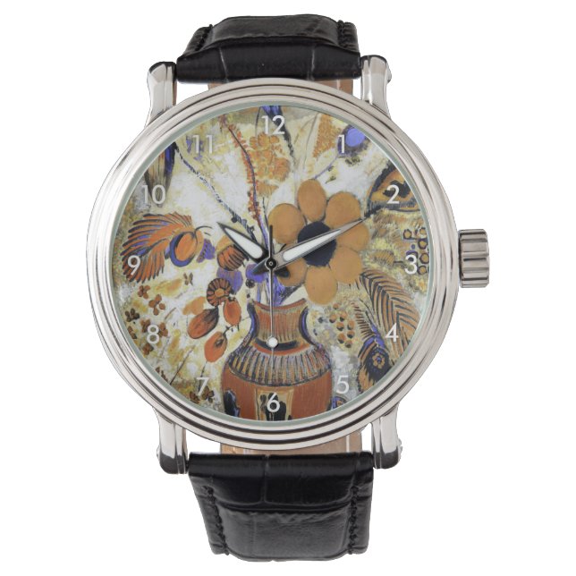 花が咲くエトルリア花器 腕時計 (正面)