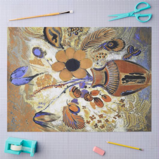 花が咲くエトルリア花器 薄葉紙 (クラフト)