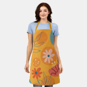 花が咲くエプロンプリント エプロン (着用した状態)
