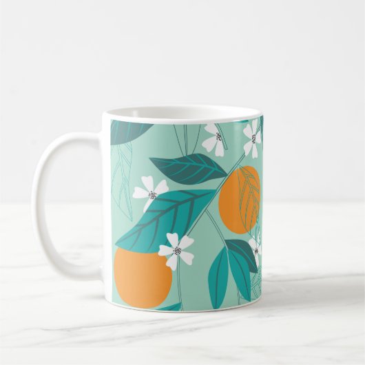 花が咲くオレ葉ンジ。イラストレーション コーヒーマグカップ (左)