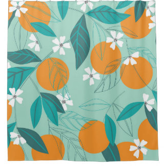 花が咲くオレ葉ンジ。イラストレーション シャワーカーテン