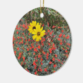 花が咲くカリフォルニア:明るい赤紫色ヒマワリ セラミックオーナメント (左)