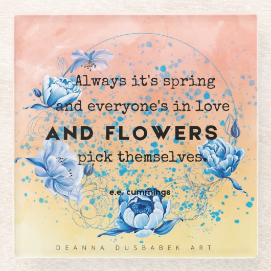 花が咲くガラスのコースター ガラスコースター (正面)