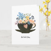 花が咲くコーヒーカップ カード (黄色い花)