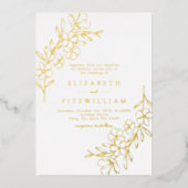 花が咲くシンプル金箔さくらんぼ結婚 箔招待状 (正面)