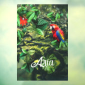 花が咲くジャングルのオウム緋色のマカオ ウィンドウサイン (シート3)