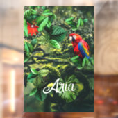 花が咲くジャングルのオウム緋色のマカオ ウィンドウサイン (シート2)