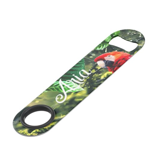 花が咲くジャングルのオウム緋色のマカオ スピード栓抜き (正面アングル)