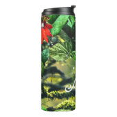 花が咲くジャングルのオウム緋色のマカオ タンブラー (回転左)