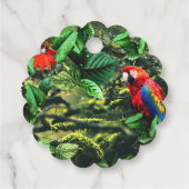 花が咲くジャングルのオウム緋色のマカオ フェイバータグ (裏面)