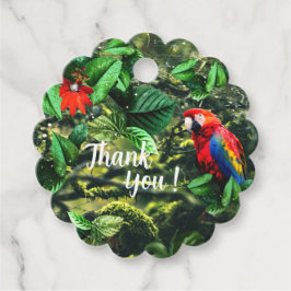 花が咲くジャングルのオウム緋色のマカオ フェイバータグ