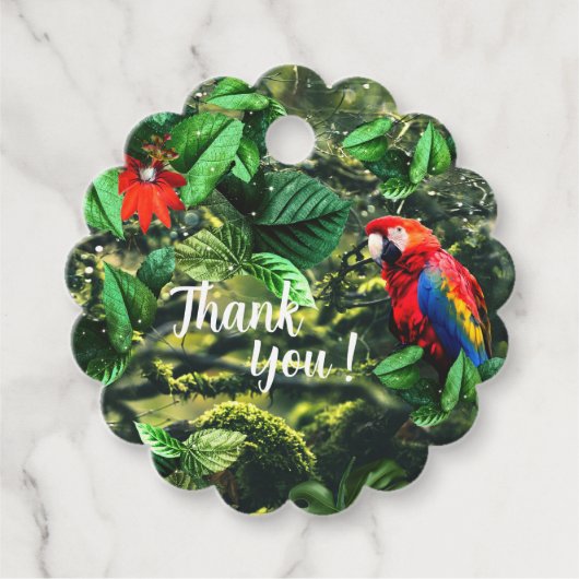 花が咲くジャングルのオウム緋色のマカオ フェイバータグ (正面)