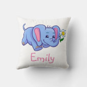 花が咲くジャングル動物の子供の名前かわいい象 クッション (裏面)