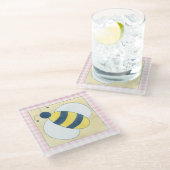 花が咲くハチの三匹 ガラスコースター (アングル)