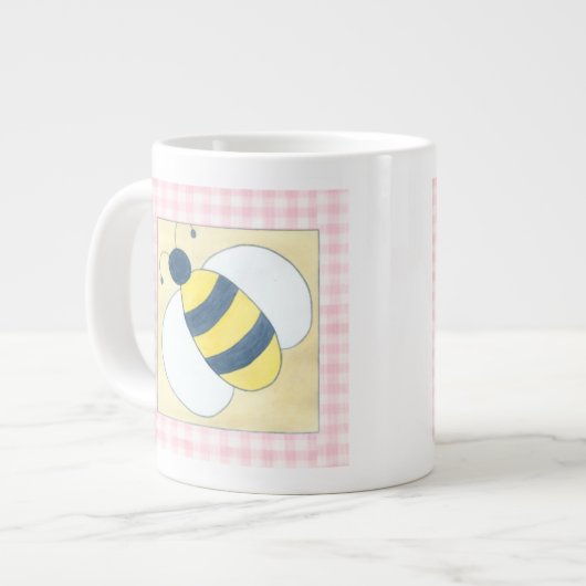 花が咲くハチの三匹 ジャンボコーヒーマグカップ (正面左)