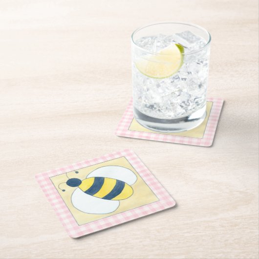 花が咲くハチの三匹 スクエアペーパーコースター (インサイチュ)