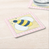 花が咲くハチの三匹 スクエアペーパーコースター (アングル)