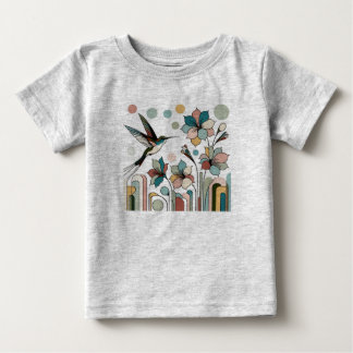 花が咲くハチドリ ベビーTシャツ