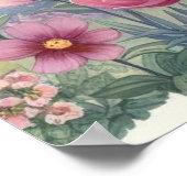 花が咲く公園での日の出 パステル水彩画 ポスター (角)
