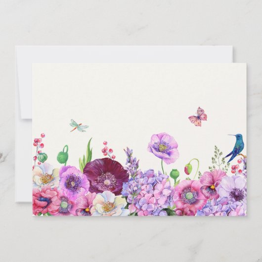 花が咲く写真 卒業 招待状 (裏面)