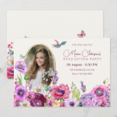 花が咲く写真 卒業 招待状 (正面/裏面)