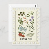 花が咲く冬の植物ありがとうハガキ ポストカード (正面/裏面)