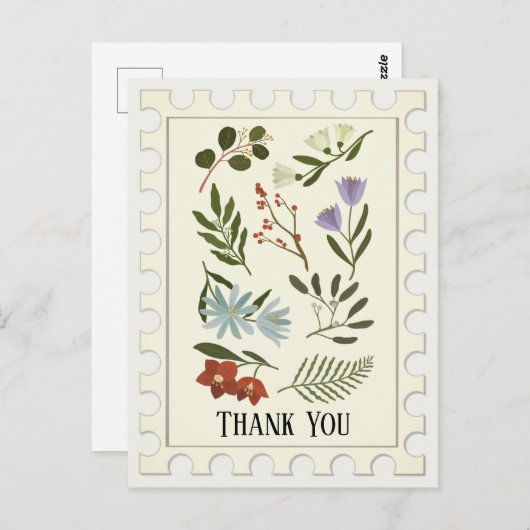 花が咲く冬の植物ありがとうハガキ ポストカード (正面/裏面)