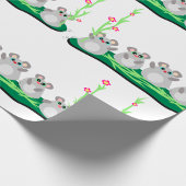 花が咲く可愛らしいネズミ ラッピングペーパー