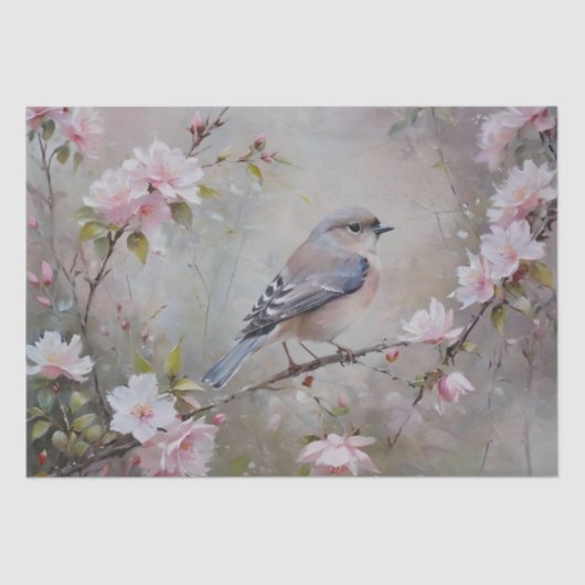 花が咲く小鳥が離れる 薄葉紙 (正面)