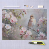花が咲く小鳥が離れる 薄葉紙 (クラフト)