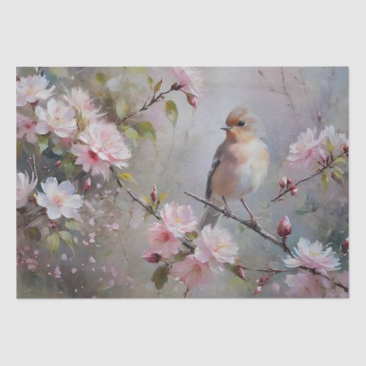 花が咲く小鳥が離れる 薄葉紙 (正面)