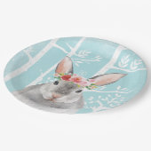 花が咲く幸せな動物 – バニー ペーパープレート (アングル)